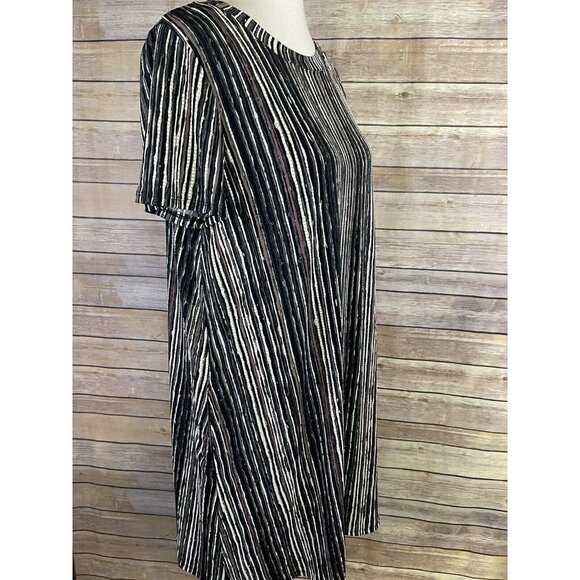 Apt 9 Large NWT Dress Striped Stretchy Liquid Knit Textured Black Brown Career - Picture 6 of 9